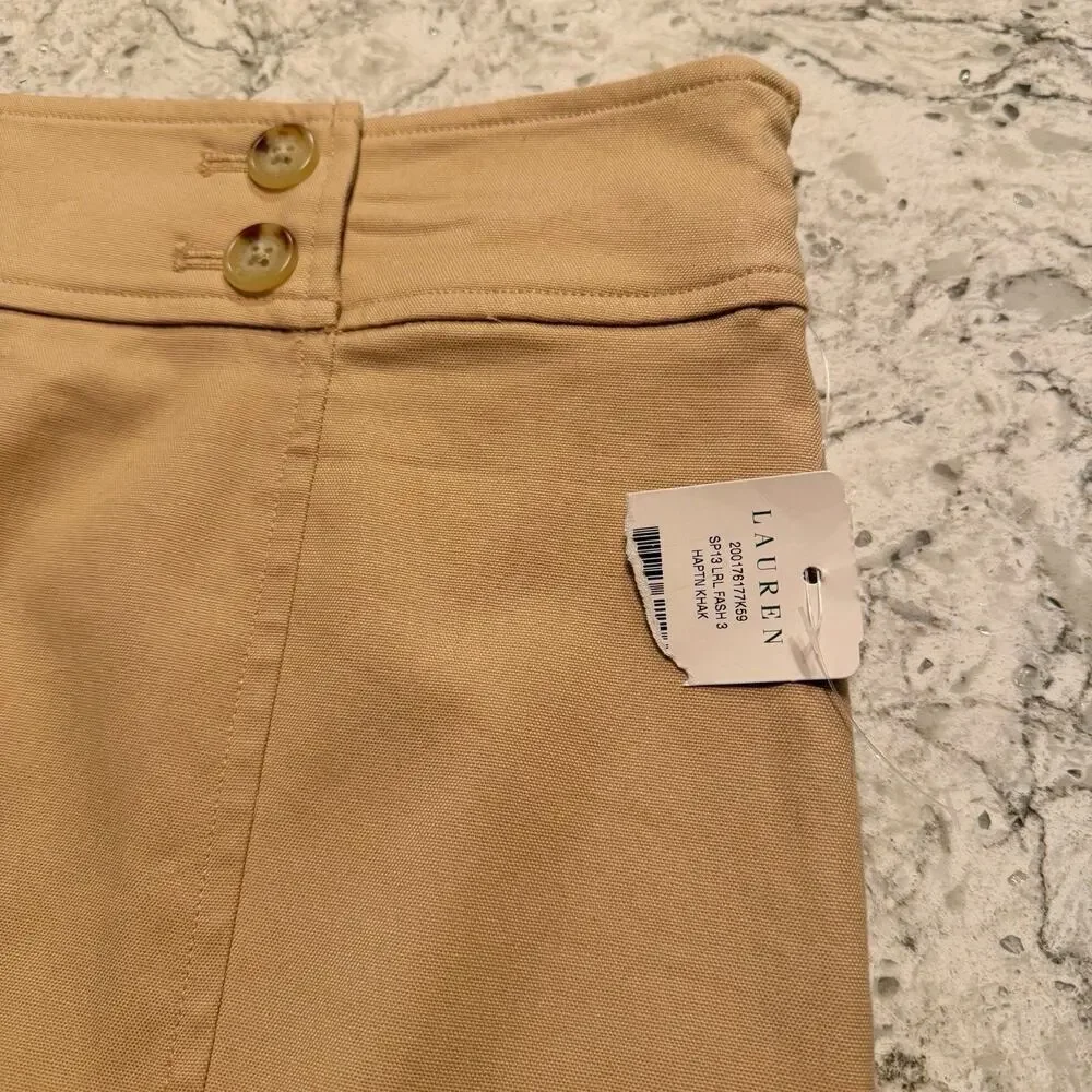 Lauren Ralph Lauren Khaki Skirt Size 10 Tan Cotton Twill A-Line NWT